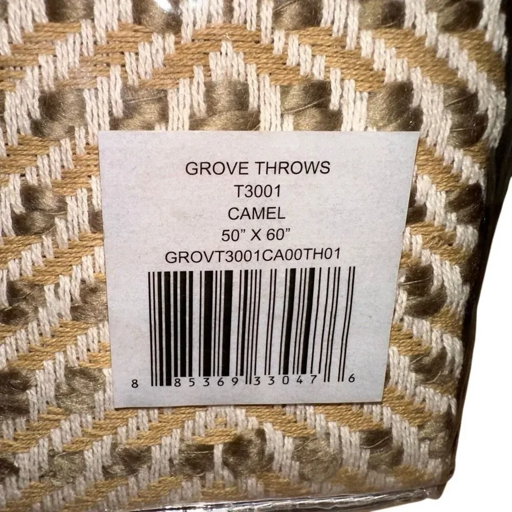 Loloi X Ed Ellen Degeneres $109 woven throw blanket CAMEL 50x60 NWT